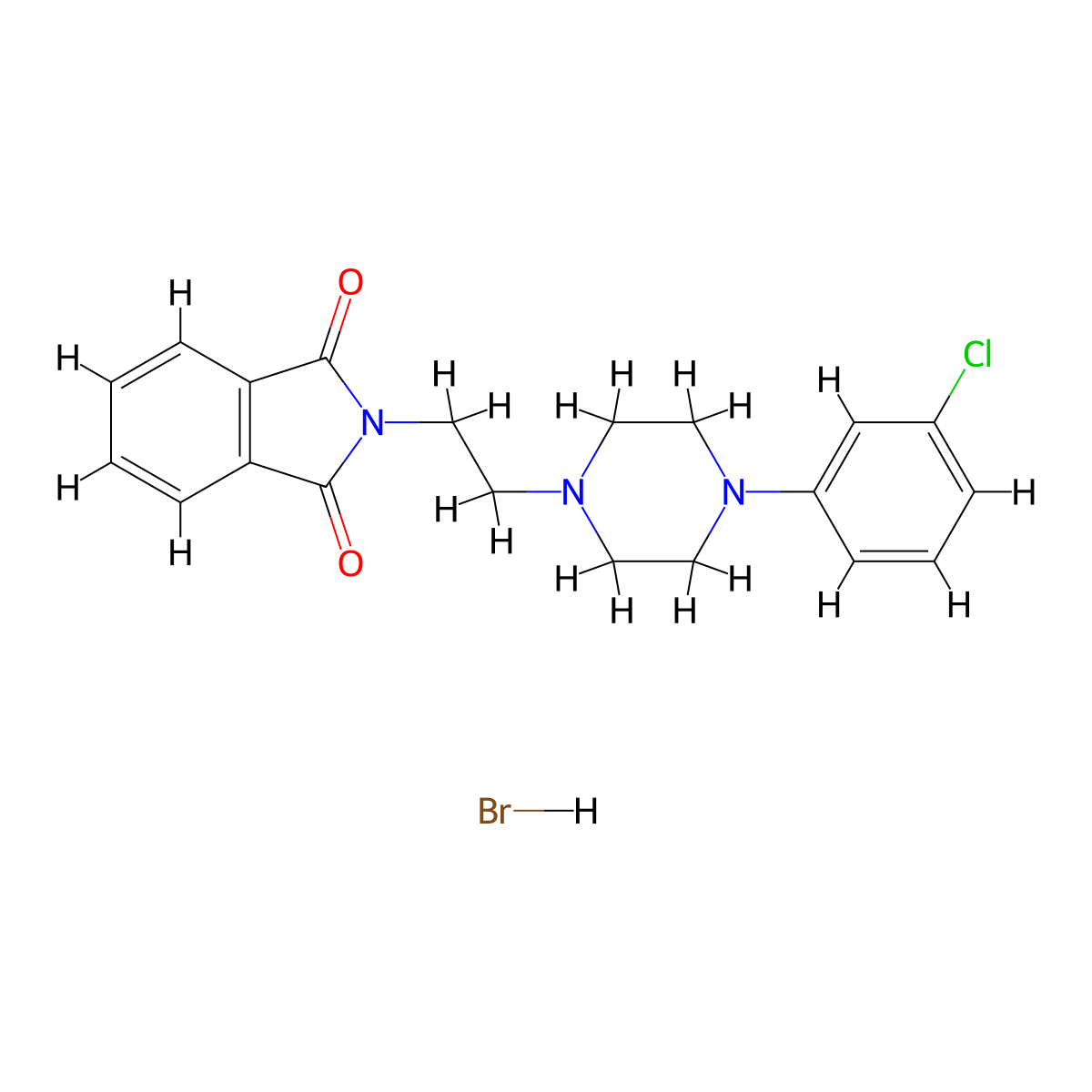 2-(2-(4-(3-Chlorophenyl)piperazin-1-yl)ethyl)isoindoline-1,3-dione hydrobromide molecular structure, CAS 1351647-73-8