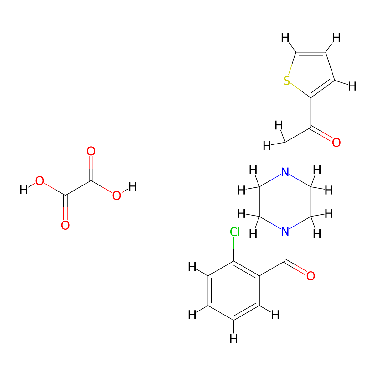 2-(4-(2-Chlorobenzoyl)piperazin-1-yl)-1-(thiophen-2-yl)ethanone oxalate molecular structure, CAS 1351647-85-2