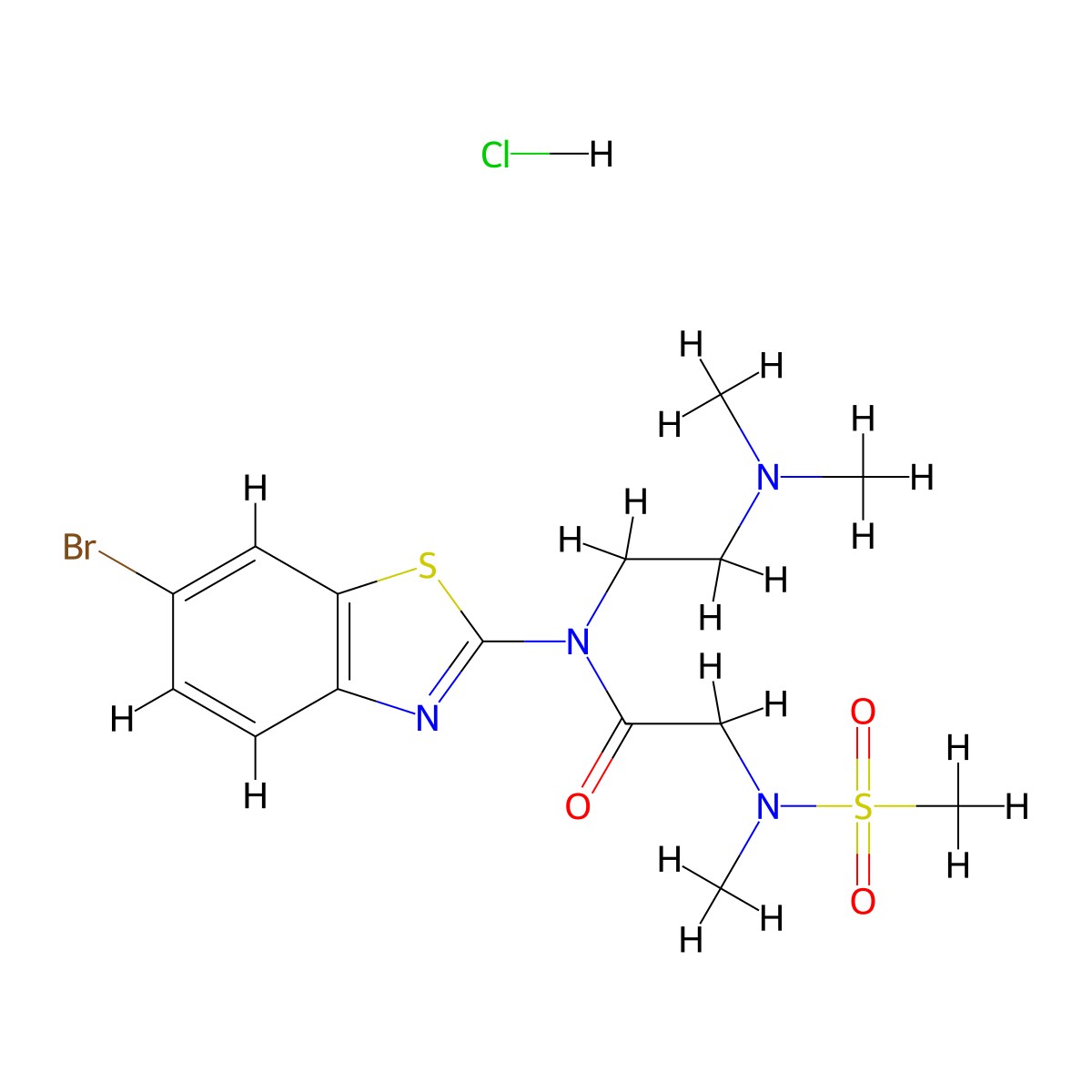 N-(6-bromobenzo[d]thiazol-2-yl)-N-(2-(dimethylamino)ethyl)-2-(N-methylmethylsulfonamido)acetamide hydrochloride molecular structure, CAS 1351647-87-4