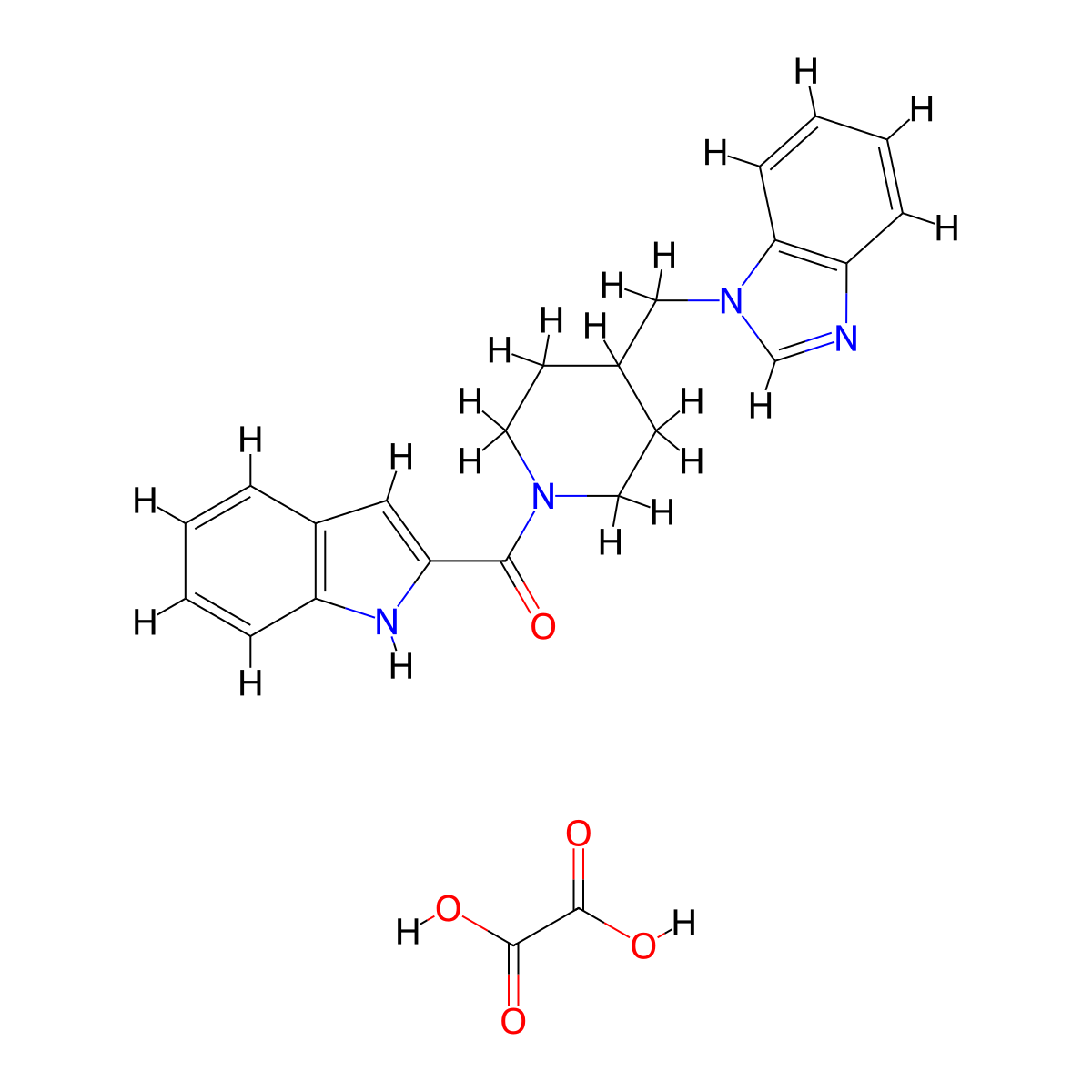 (4-((1H-benzo[d]imidazol-1-yl)methyl)piperidin-1-yl)(1H-indol-2-yl)methanone oxalate molecular structure, CAS 1351647-89-6
