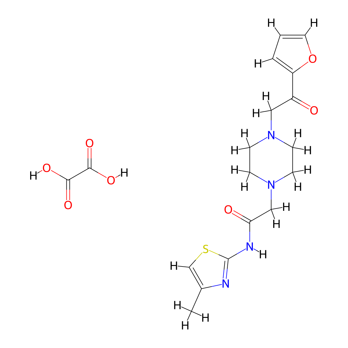 2-(4-(2-(furan-2-yl)-2-oxoethyl)piperazin-1-yl)-N-(4-methylthiazol-2-yl)acetamide oxalate molecular structure, CAS 1351647-95-4