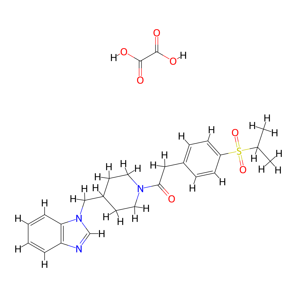 1-(4-((1H-benzo[d]imidazol-1-yl)methyl)piperidin-1-yl)-2-(4-(isopropylsulfonyl)phenyl)ethanone oxalate molecular structure, CAS 1351648-06-0