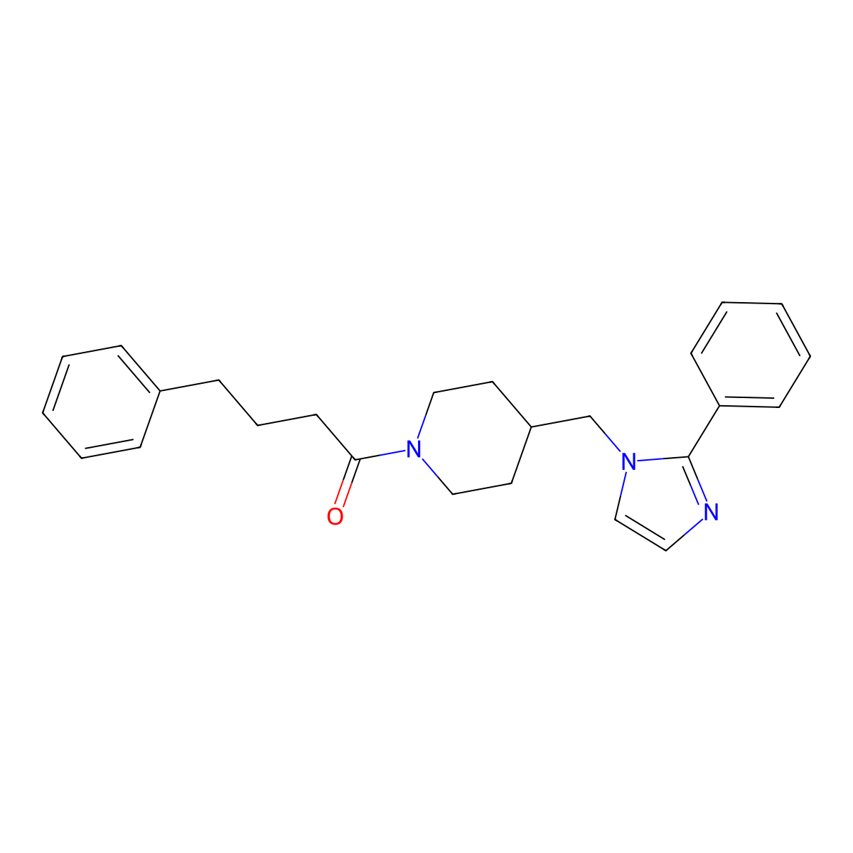 4-phenyl-1-(4-((2-phenyl-1H-imidazol-1-yl)methyl)piperidin-1-yl)butan-1-one molecular structure, CAS 1351648-08-2