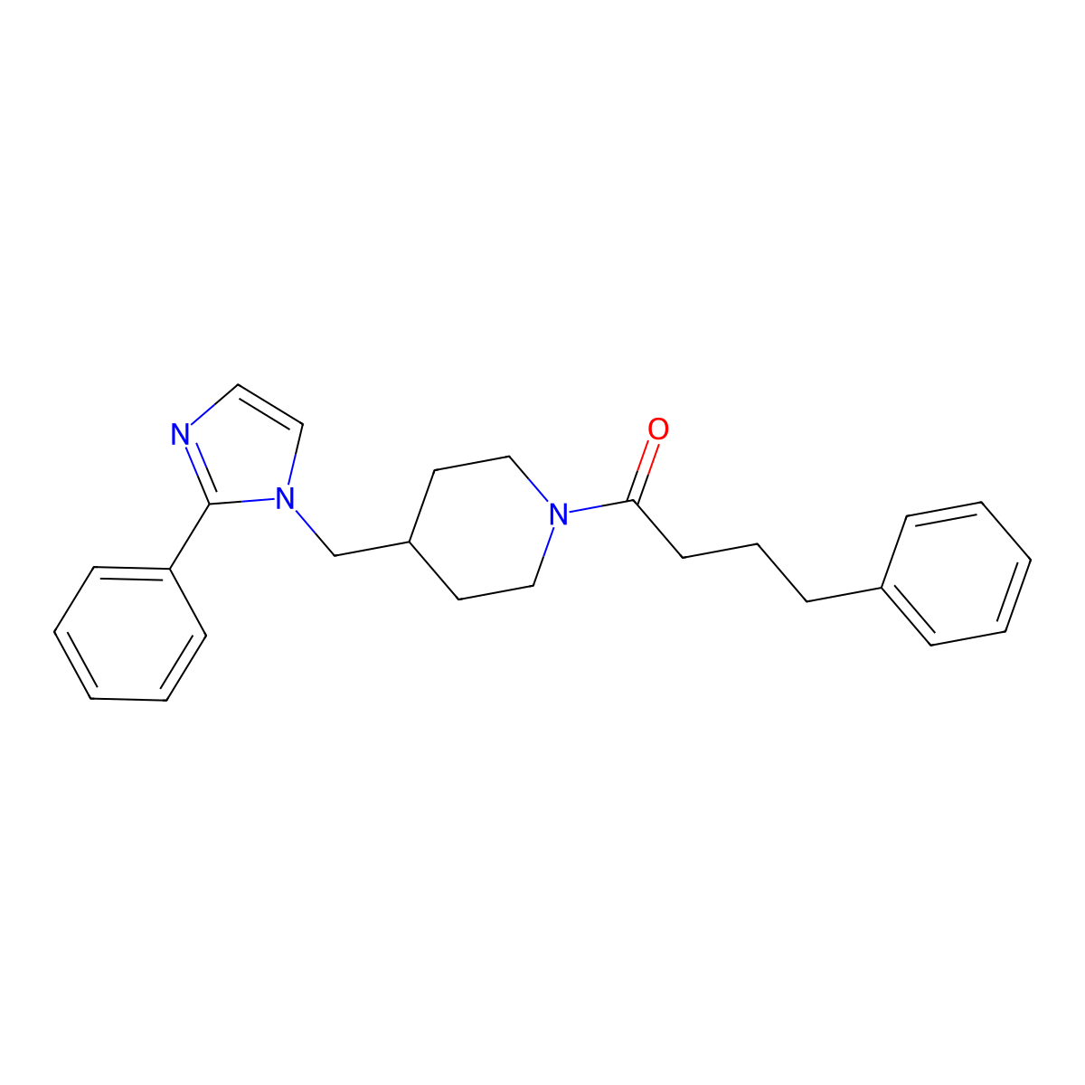 4-phenyl-1-(4-((2-phenyl-1H-imidazol-1-yl)methyl)piperidin-1-yl)butan-1-one molecular structure, CAS 1351648-08-2