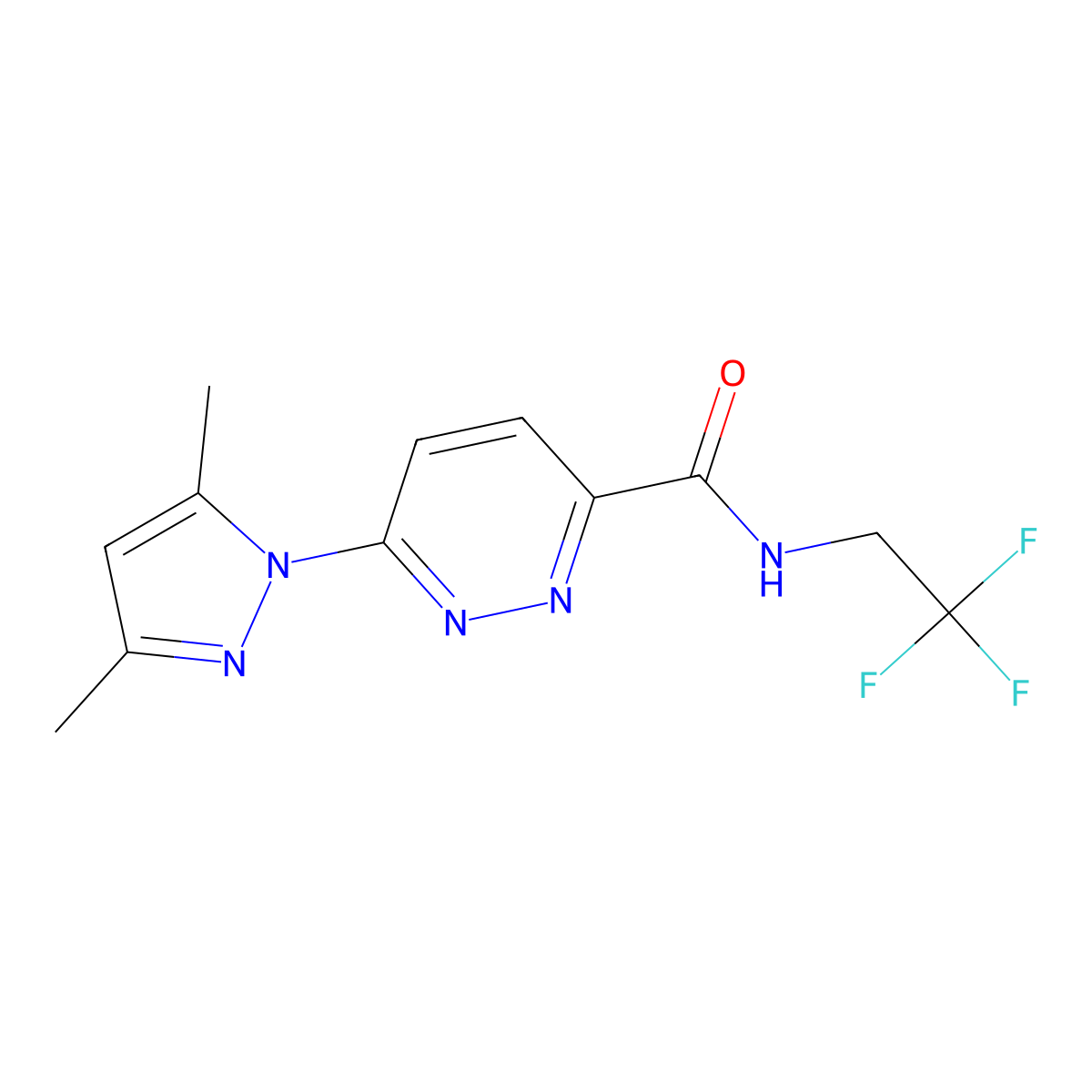 6-(3,5-dimethyl-1H-pyrazol-1-yl)-N-(2,2,2-trifluoroethyl)pyridazine-3-carboxamide molecular structure, CAS 1351648-09-3