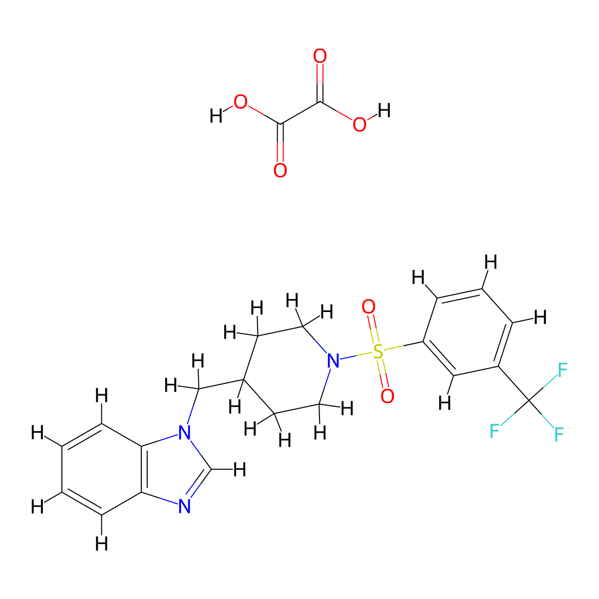 1-((1-((3-(trifluoromethyl)phenyl)sulfonyl)piperidin-4-yl)methyl)-1H-benzo[d]imidazole oxalate molecular structure, CAS 1351648-12-8