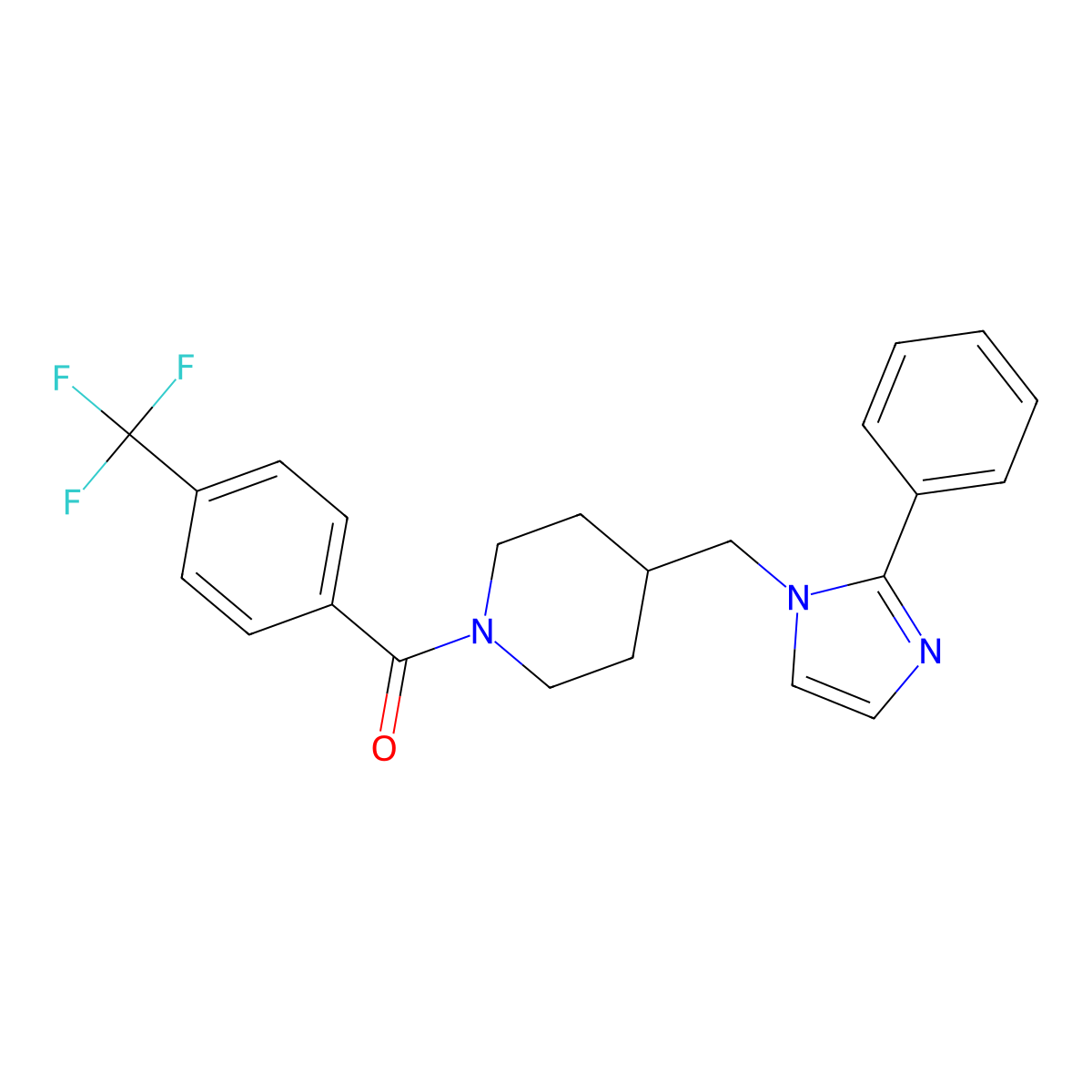 (4-((2-phenyl-1H-imidazol-1-yl)methyl)piperidin-1-yl)(4-(trifluoromethyl)phenyl)methanone molecular structure, CAS 1351648-16-2