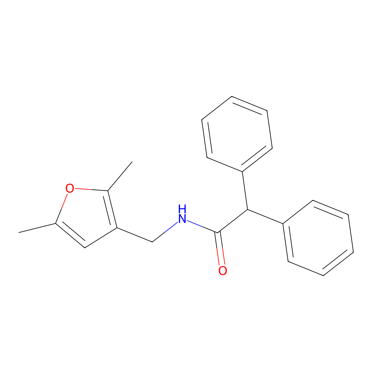 N-[(2,5-dimethylfuran-3-yl)methyl]-2,2-diphenylacetamide molecular structure, CAS 1351648-17-3