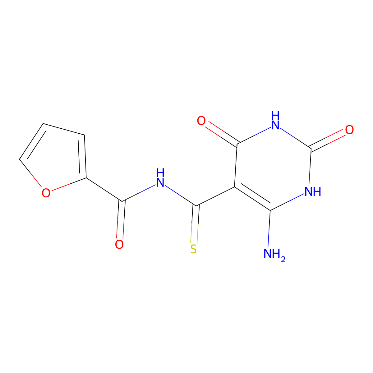 N-(6-amino-2,4-dioxo-1,2,3,4-tetrahydropyrimidine-5-carbonothioyl)furan-2-carboxamide molecular structure, CAS 1351648-18-4