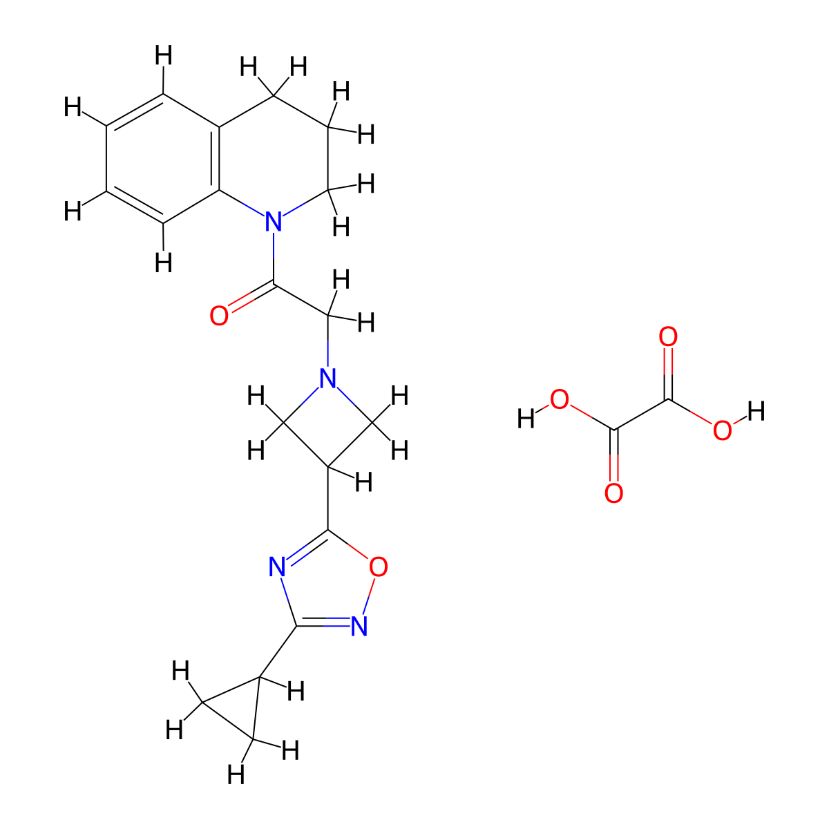 2-(3-(3-cyclopropyl-1,2,4-oxadiazol-5-yl)azetidin-1-yl)-1-(3,4-dihydroquinolin-1(2H)-yl)ethanone oxalate molecular structure, CAS 1351648-22-0