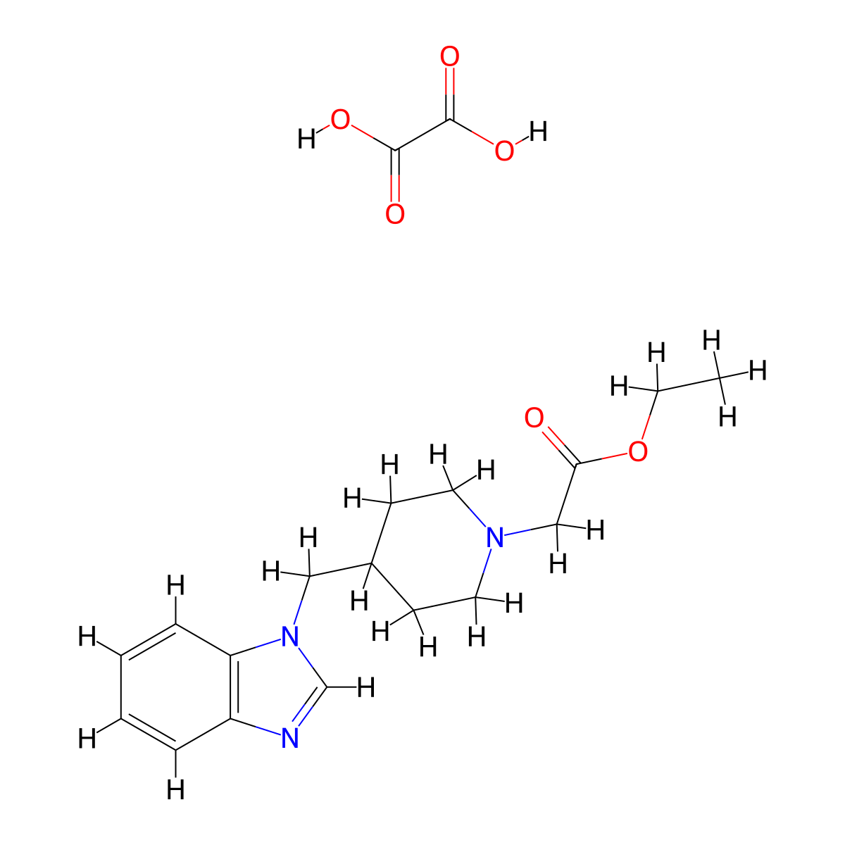 ethyl 2-(4-((1H-benzo[d]imidazol-1-yl)methyl)piperidin-1-yl)acetate oxalate molecular structure, CAS 1351648-23-1