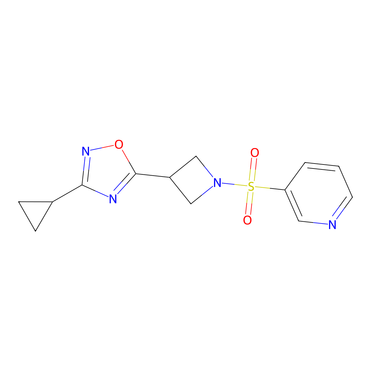 3-Cyclopropyl-5-(1-(pyridin-3-ylsulfonyl)azetidin-3-yl)-1,2,4-oxadiazole molecular structure, CAS 1351648-29-7
