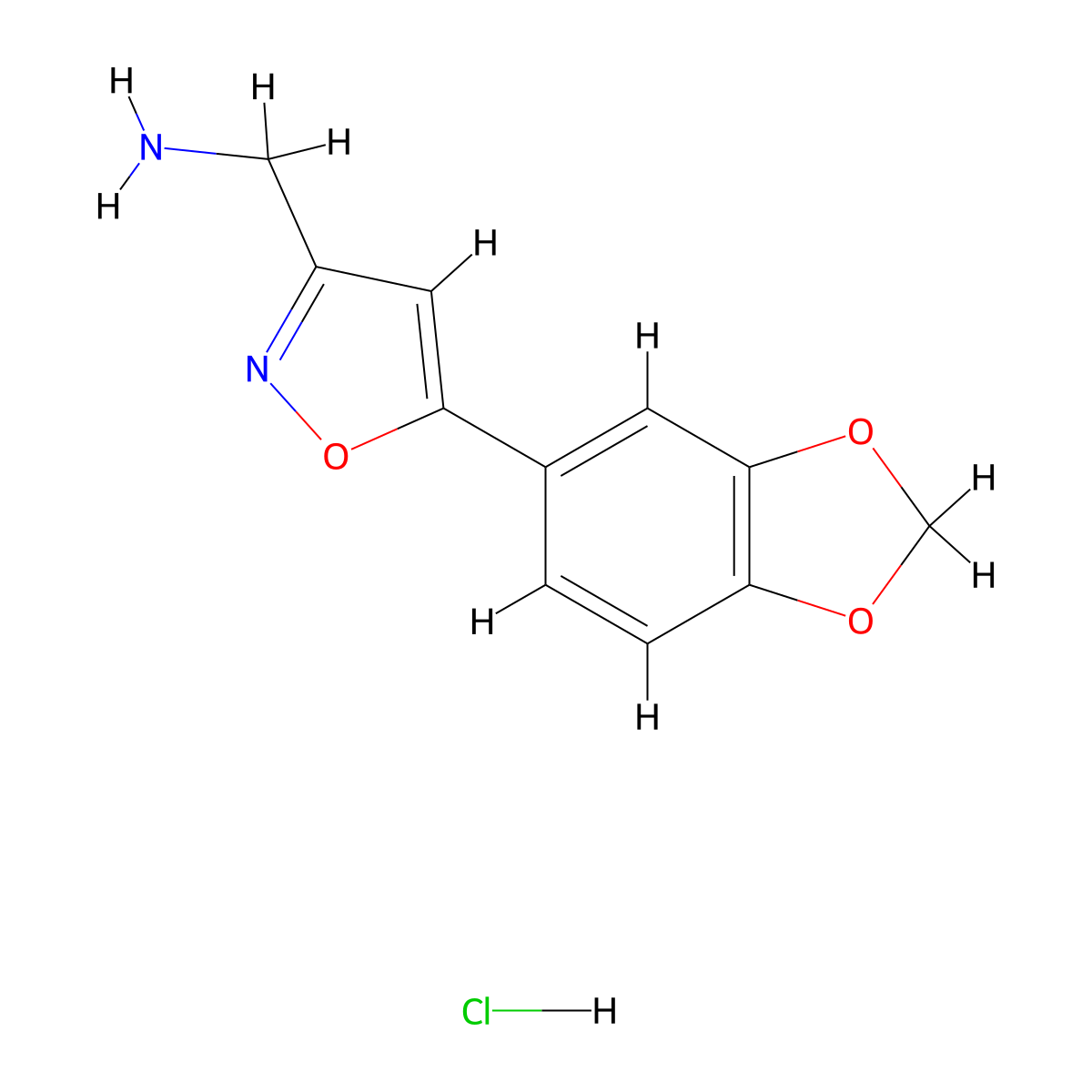 {[5-(1,3-Benzodioxol-5-yl)isoxazol-3-yl]methyl}amine hydrochloride molecular structure, CAS 1351648-34-4