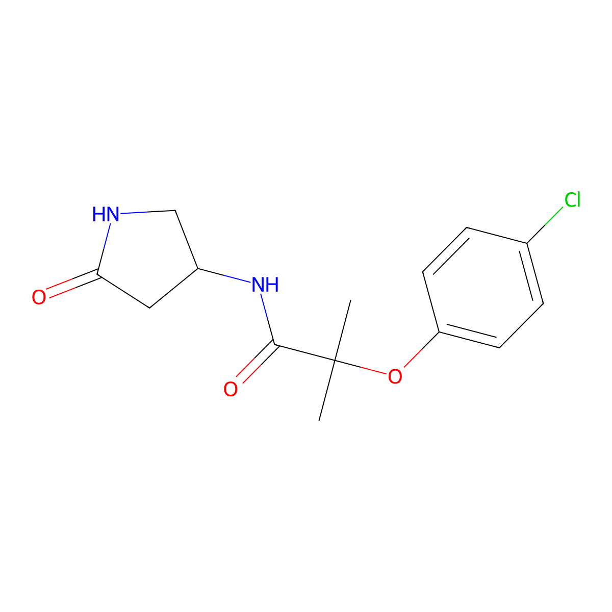 2-(4-chlorophenoxy)-2-methyl-N-(5-oxopyrrolidin-3-yl)propanamide molecular structure, CAS 1351648-35-5