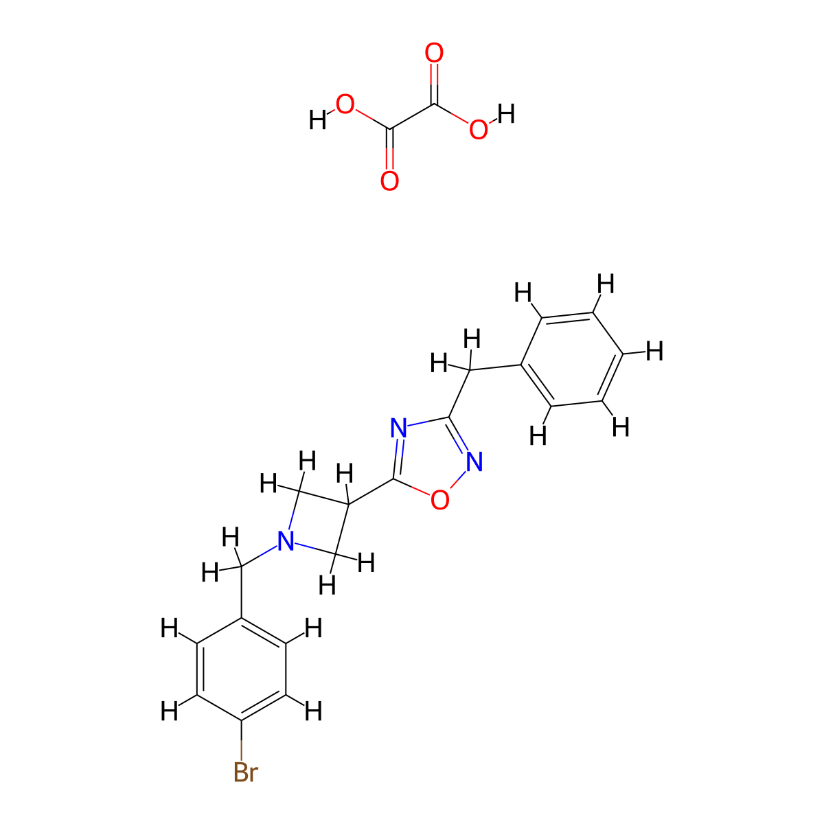 3-Benzyl-5-(1-(4-bromobenzyl)azetidin-3-yl)-1,2,4-oxadiazole oxalate molecular structure, CAS 1351648-38-8