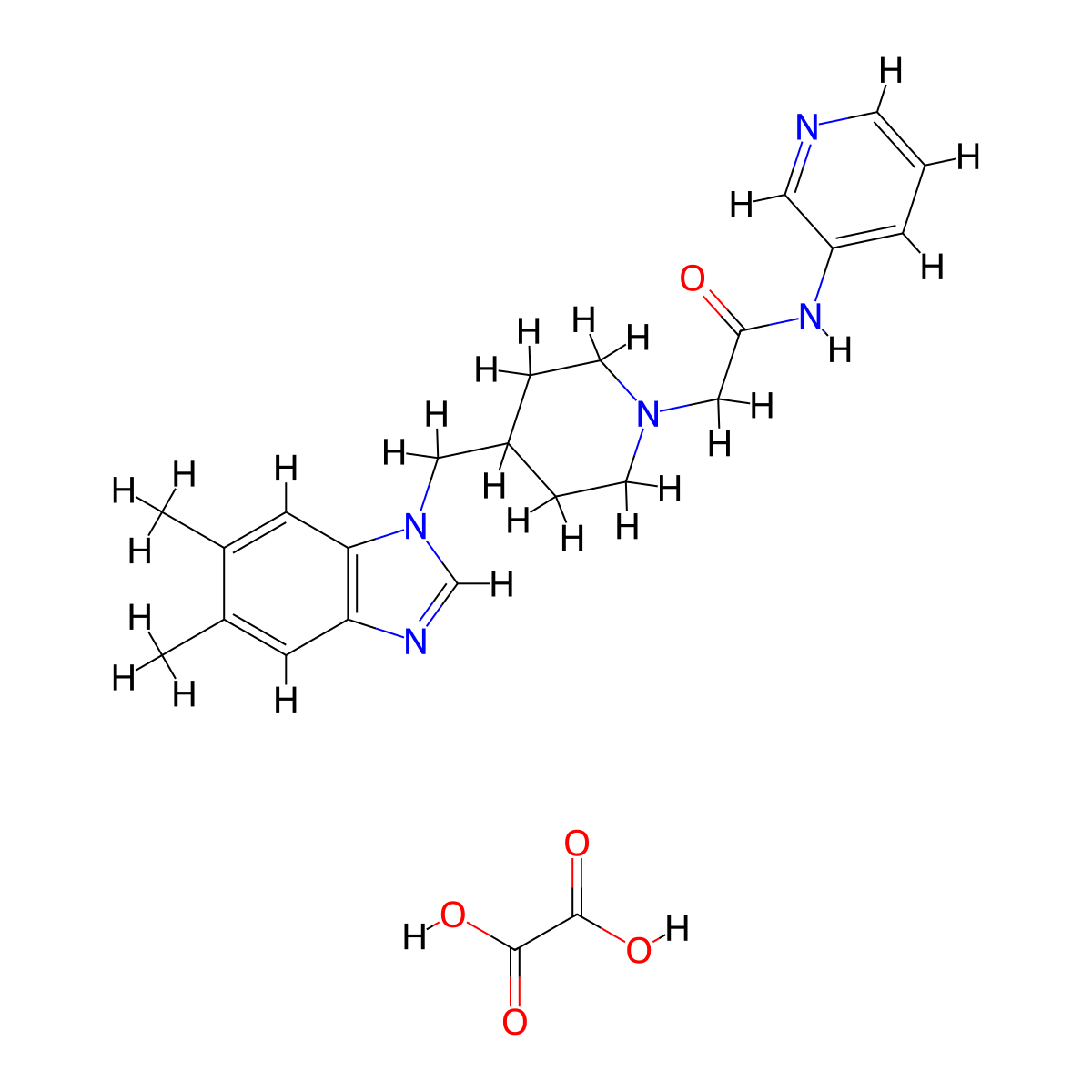 2-(4-((5,6-dimethyl-1H-benzo[d]imidazol-1-yl)methyl)piperidin-1-yl)-N-(pyridin-3-yl)acetamide oxalate molecular structure, CAS 1351648-40-2