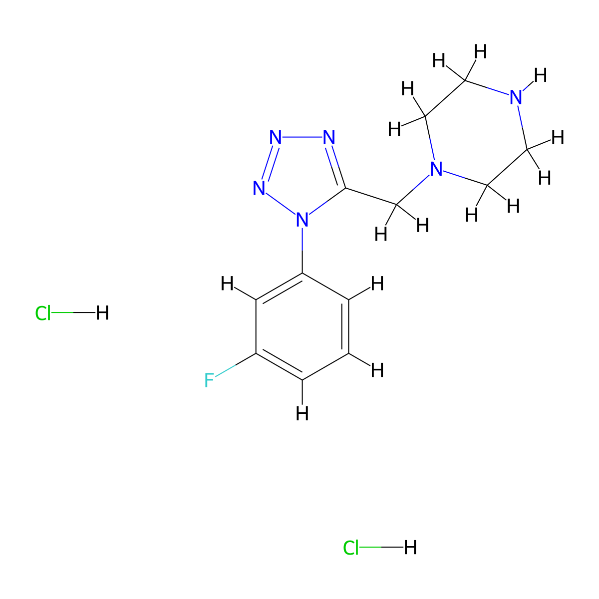 1-{[1-(3-fluorophenyl)-1H-tetrazol-5-yl]methyl}piperazine dihydrochloride molecular structure, CAS 1351648-43-5