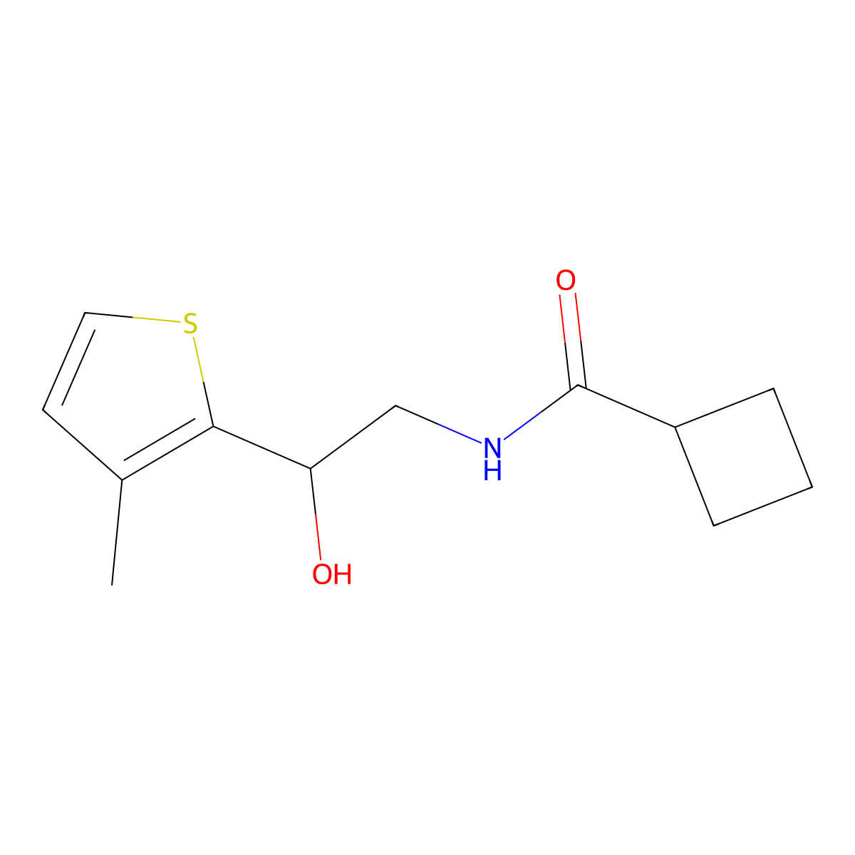 N-[2-hydroxy-2-(3-methylthiophen-2-yl)ethyl]cyclobutanecarboxamide molecular structure, CAS 1351648-49-1