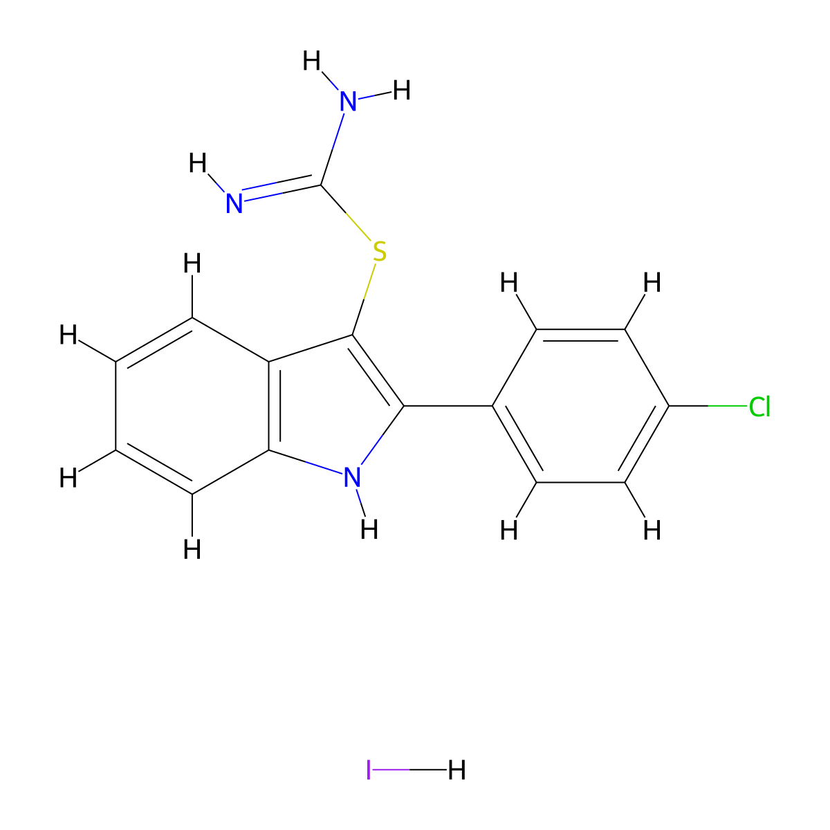 2-(4-Chlorophenyl)-1H-indol-3-yl imidothiocarbamate hydroiodide molecular structure, CAS 1351648-50-4