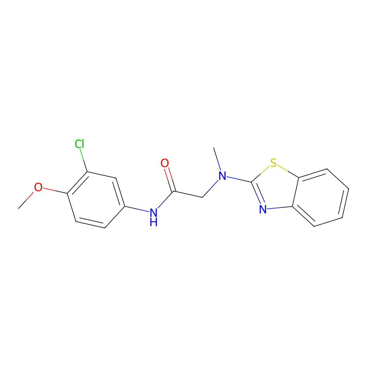 2-(benzo[d]thiazol-2-yl(methyl)amino)-N-(3-chloro-4-methoxyphenyl)acetamide molecular structure, CAS 1351648-52-6