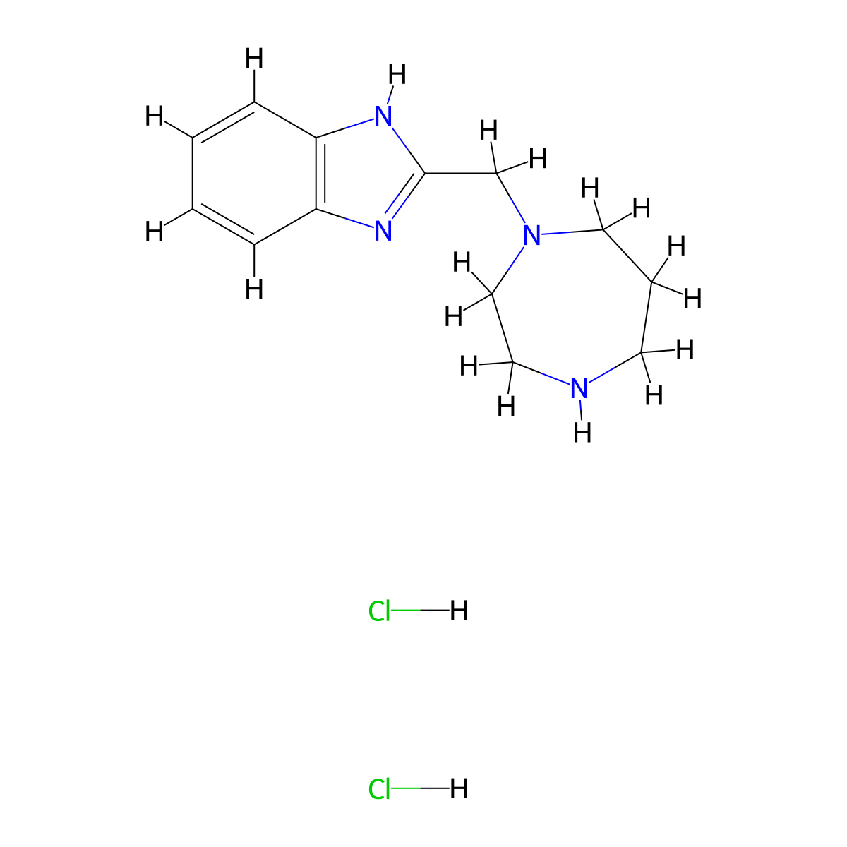 2-((1,4-diazepan-1-yl)methyl)-1H-benzo[d]imidazole dihydrochloride molecular structure, CAS 1351648-55-9