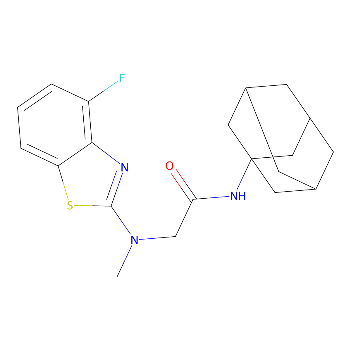N-(adamantan-1-yl)-2-[(4-fluoro-1,3-benzothiazol-2-yl)(methyl)amino]acetamide molecular structure, CAS 1351648-60-6