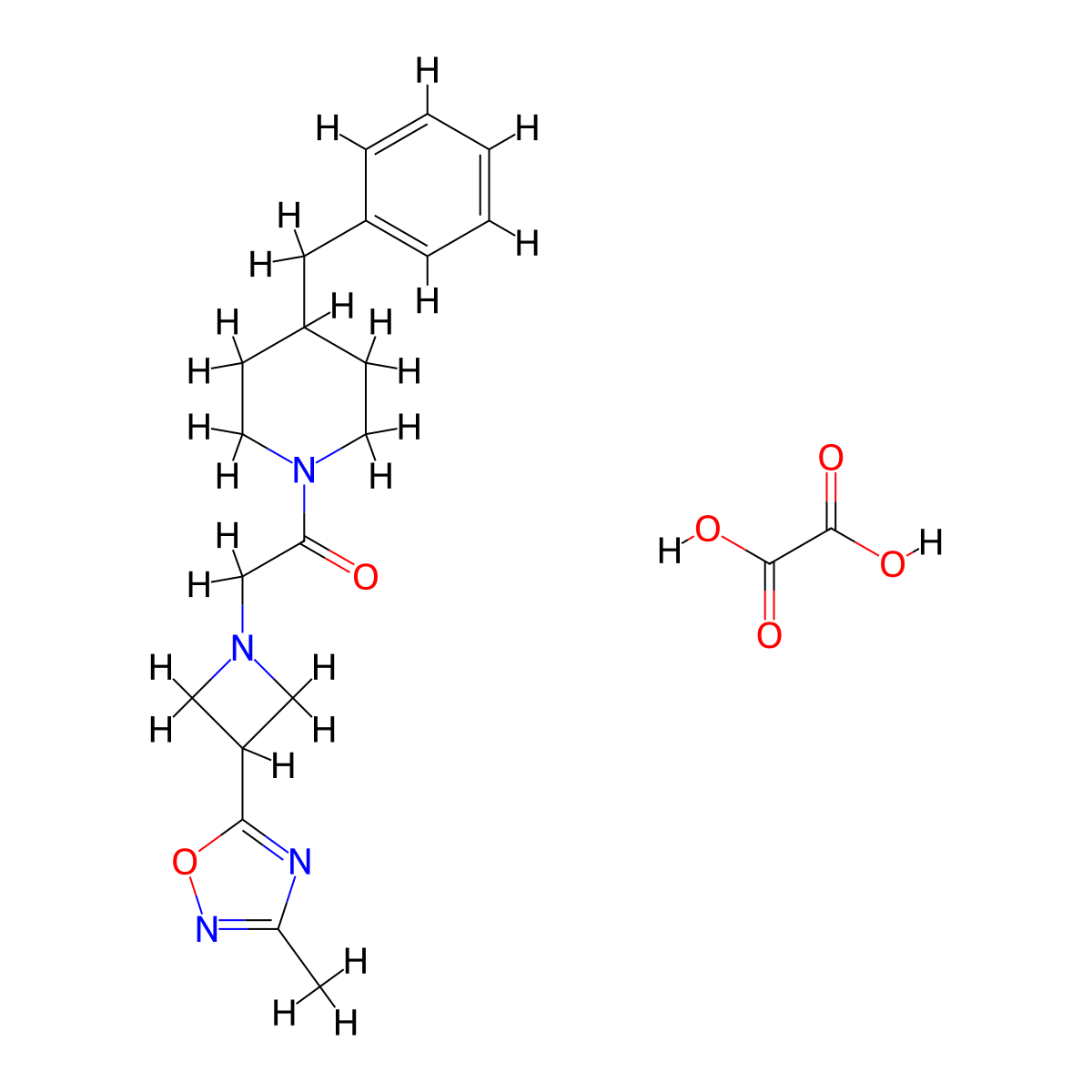 1-(4-Benzylpiperidin-1-yl)-2-(3-(3-methyl-1,2,4-oxadiazol-5-yl)azetidin-1-yl)ethanone oxalate molecular structure, CAS 1351648-63-9