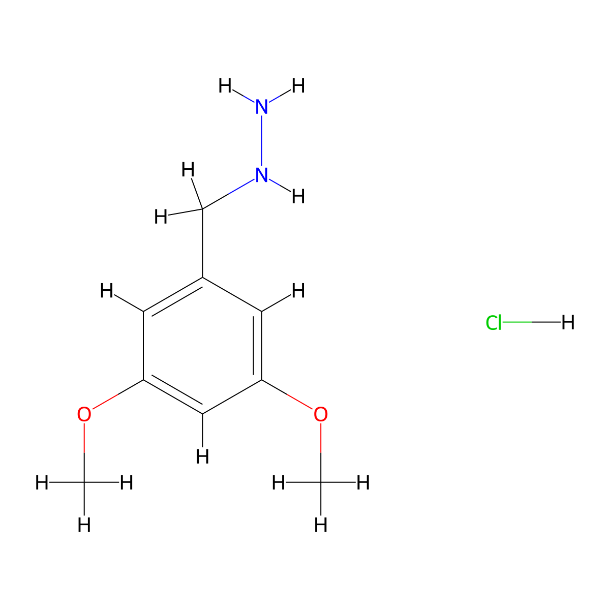 (3,5-Dimethoxybenzyl)hydrazine hydrochloride molecular structure, CAS 1351648-68-4