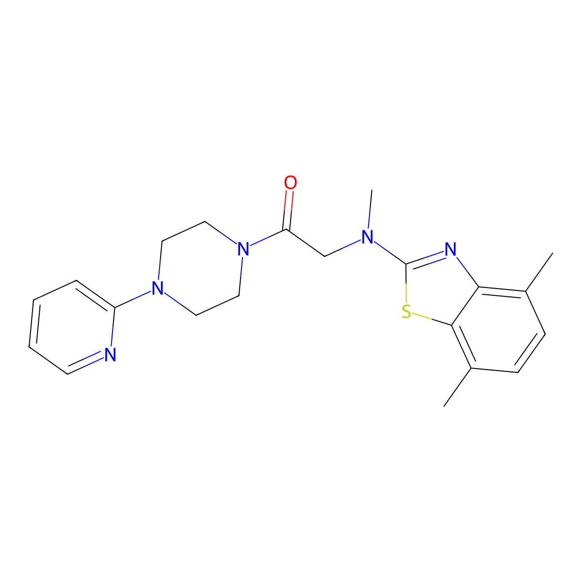 2-((4,7-Dimethylbenzo[d]thiazol-2-yl)(methyl)amino)-1-(4-(pyridin-2-yl)piperazin-1-yl)ethanone molecular structure, CAS 1351648-69-5