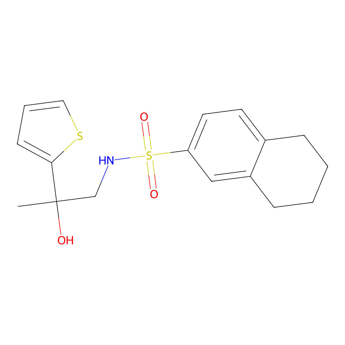 N-[2-hydroxy-2-(thiophen-2-yl)propyl]-5,6,7,8-tetrahydronaphthalene-2-sulfonamide molecular structure, CAS 1351648-75-3