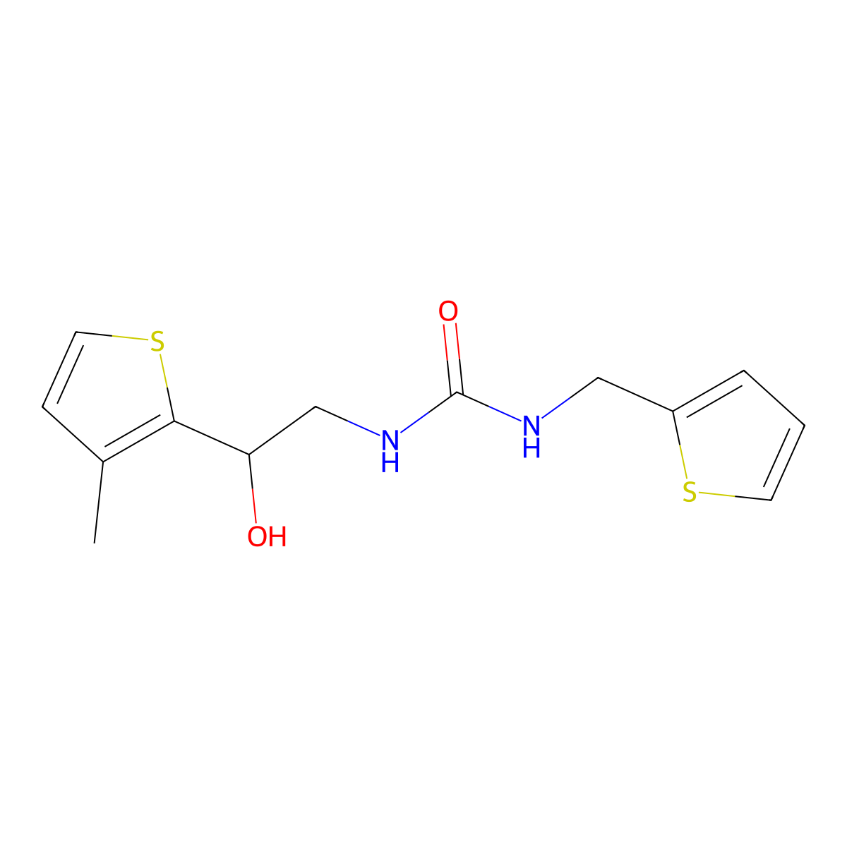 1-(2-Hydroxy-2-(3-methylthiophen-2-yl)ethyl)-3-(thiophen-2-ylmethyl)urea molecular structure, CAS 1351648-82-2