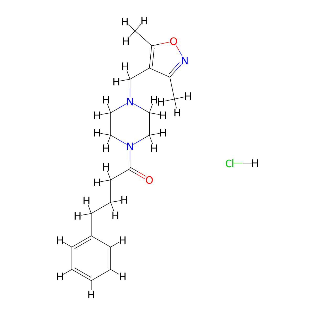 1-(4-((3,5-Dimethylisoxazol-4-yl)methyl)piperazin-1-yl)-4-phenylbutan-1-one hydrochloride molecular structure, CAS 1351648-83-3