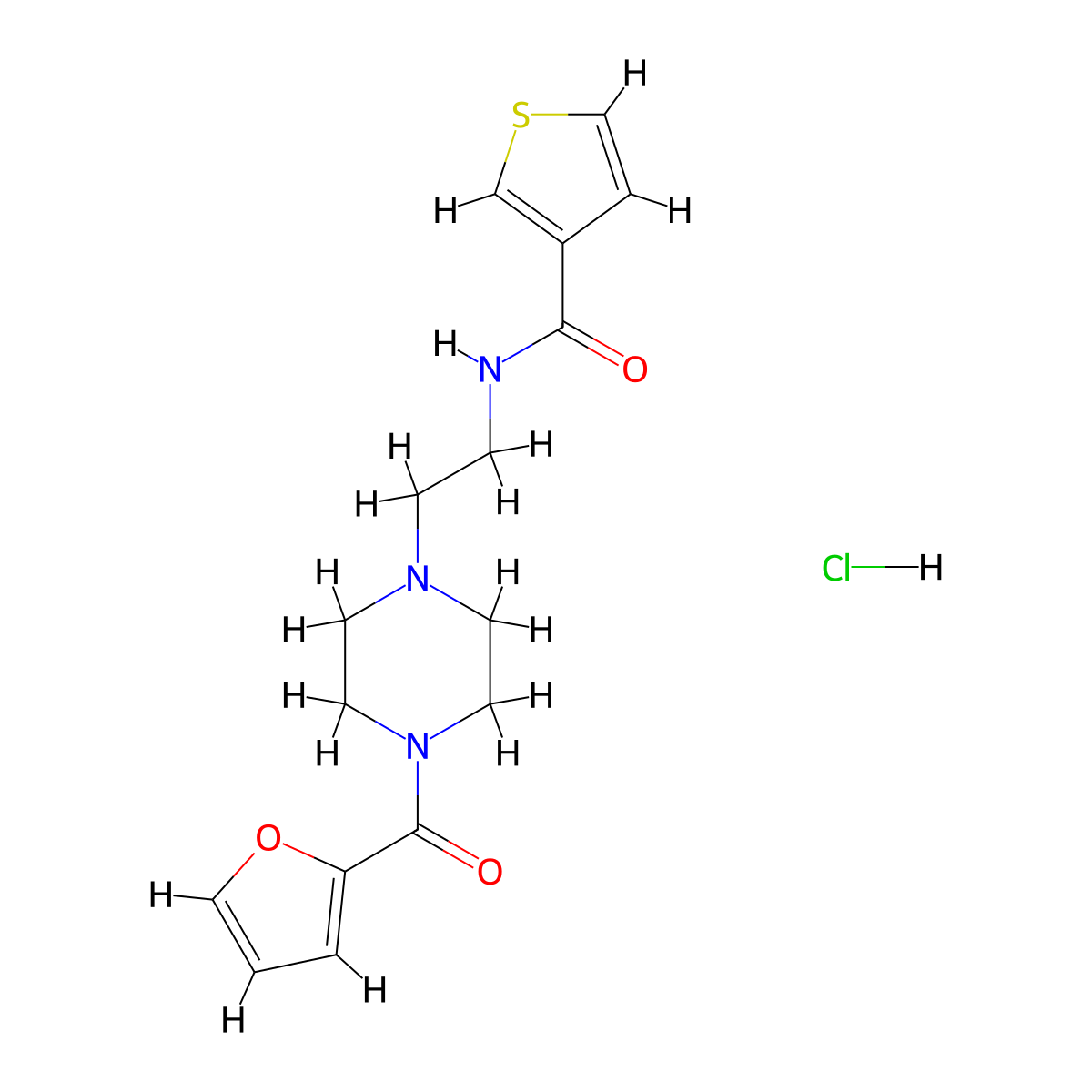 N-{2-[4-(Furan-2-carbonyl)piperazin-1-YL]ethyl}thiophene-3-carboxamide hydrochloride molecular structure, CAS 1351648-95-7
