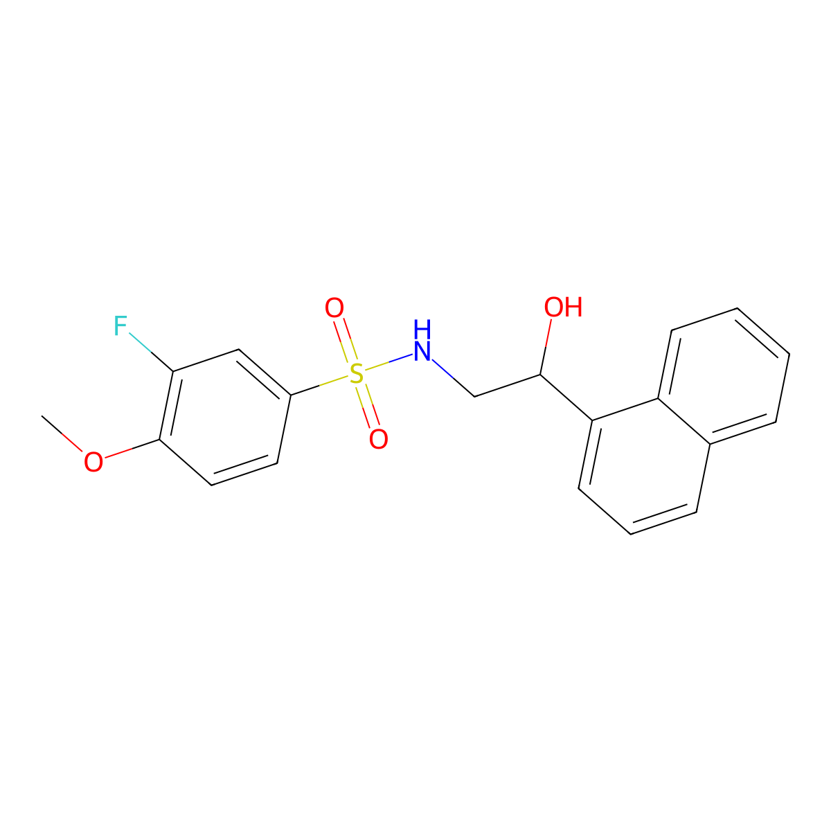 3-fluoro-N-(2-hydroxy-2-(naphthalen-1-yl)ethyl)-4-methoxybenzenesulfonamide molecular structure, CAS 1351648-97-9