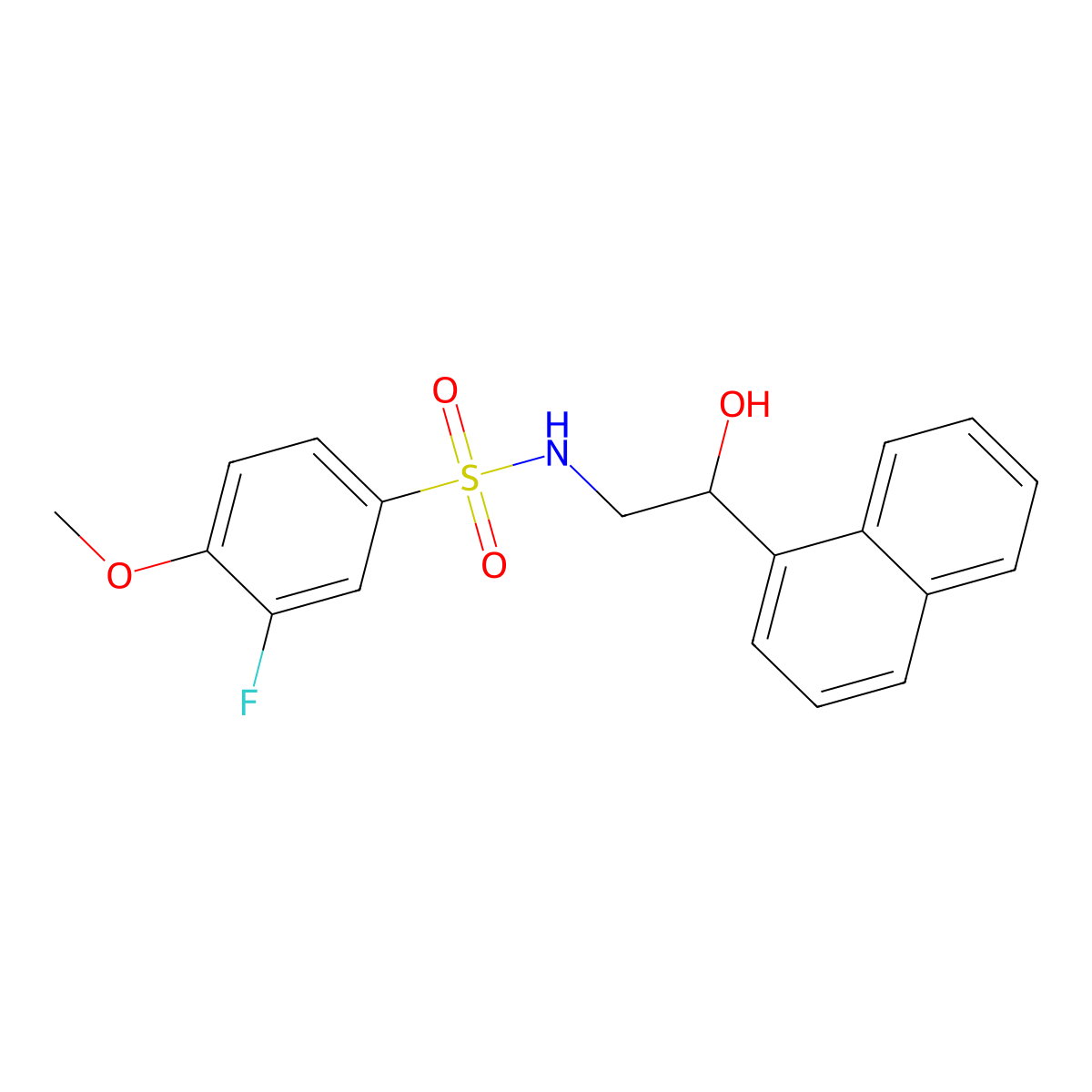 3-fluoro-N-(2-hydroxy-2-(naphthalen-1-yl)ethyl)-4-methoxybenzenesulfonamide molecular structure, CAS 1351648-97-9