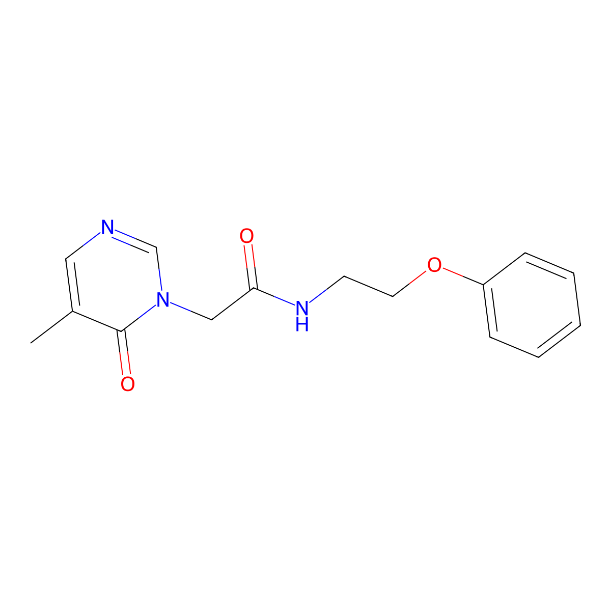 2-(5-methyl-6-oxopyrimidin-1(6H)-yl)-N-(2-phenoxyethyl)acetamide molecular structure, CAS 1351649-00-7