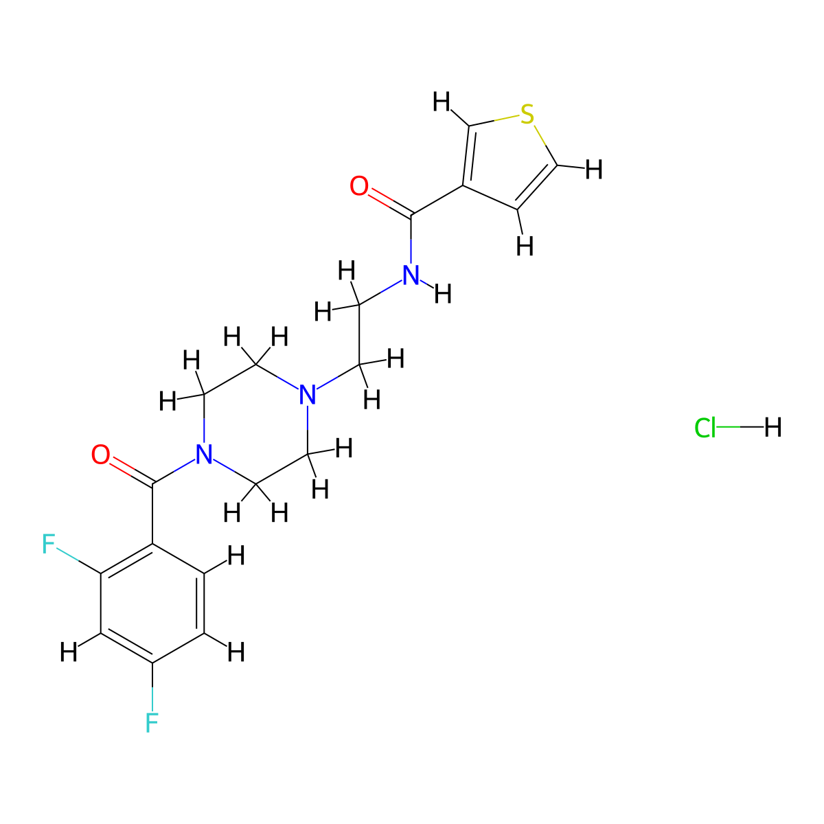 N-{2-[4-(2,4-Difluorobenzoyl)piperazin-1-YL]ethyl}thiophene-3-carboxamide hydrochloride molecular structure, CAS 1351649-03-0