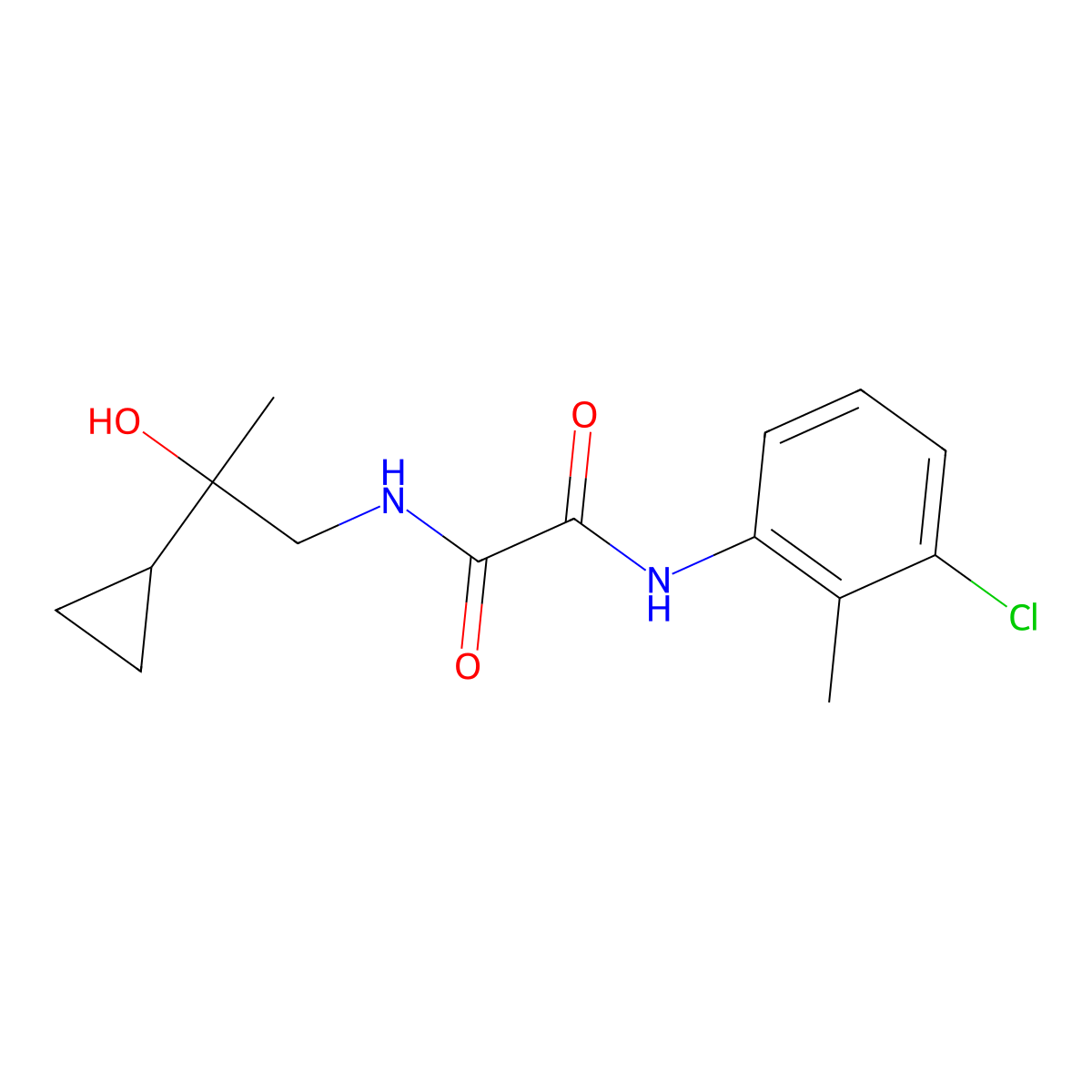 N1-(3-chloro-2-methylphenyl)-N2-(2-cyclopropyl-2-hydroxypropyl)oxalamide molecular structure, CAS 1351649-05-2