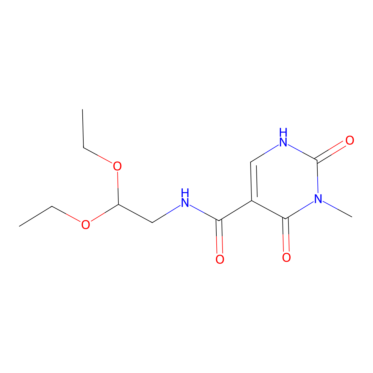 N-(2,2-diethoxyethyl)-3-methyl-2,4-dioxo-1,2,3,4-tetrahydropyrimidine-5-carboxamide molecular structure, CAS 1351649-09-6