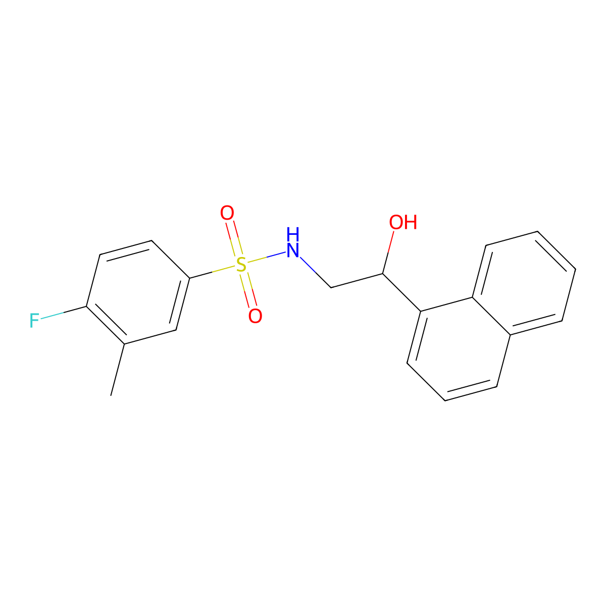 4-fluoro-N-(2-hydroxy-2-(naphthalen-1-yl)ethyl)-3-methylbenzenesulfonamide molecular structure, CAS 1351649-12-1