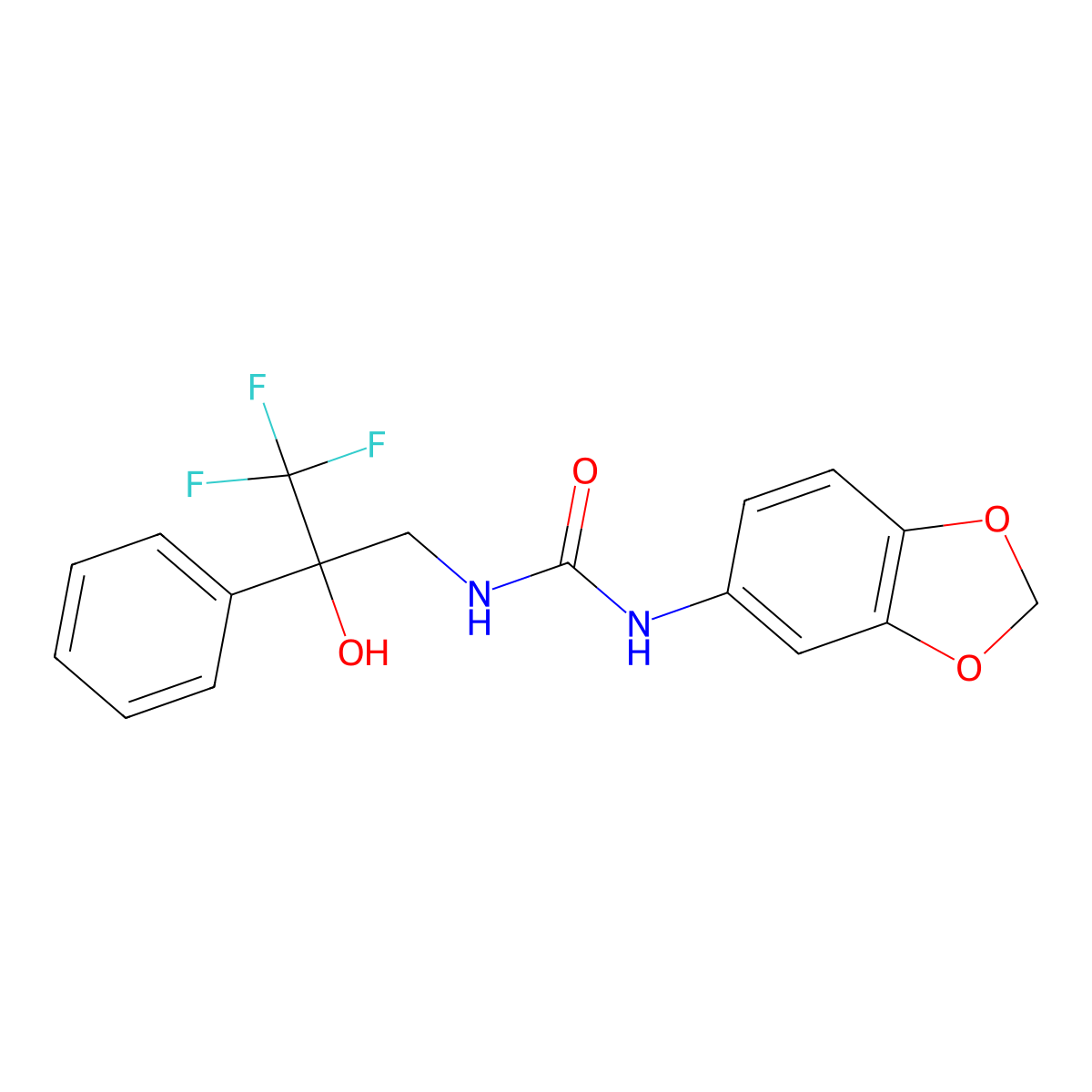 1-(Benzo[d][1,3]dioxol-5-yl)-3-(3,3,3-trifluoro-2-hydroxy-2-phenylpropyl)urea molecular structure, CAS 1351649-21-2