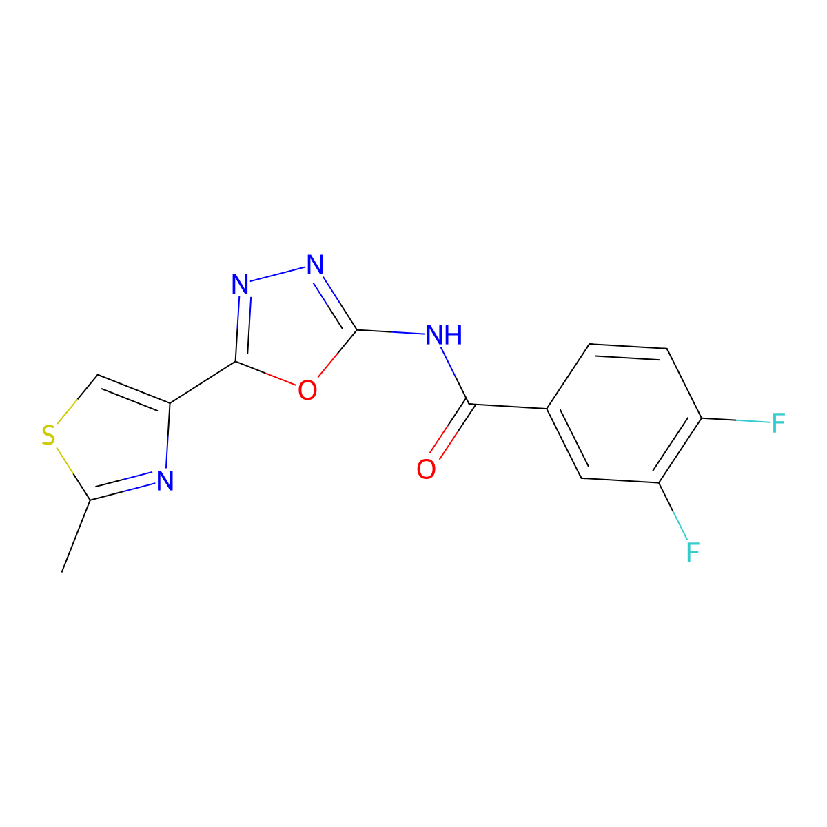 3,4-difluoro-N-[5-(2-methyl-1,3-thiazol-4-yl)-1,3,4-oxadiazol-2-yl]benzamide molecular structure, CAS 1351649-23-4