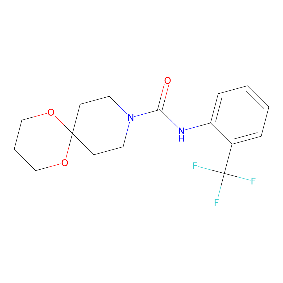 N-[2-(trifluoromethyl)phenyl]-1,5-dioxa-9-azaspiro[5.5]undecane-9-carboxamide molecular structure, CAS 1351649-28-9