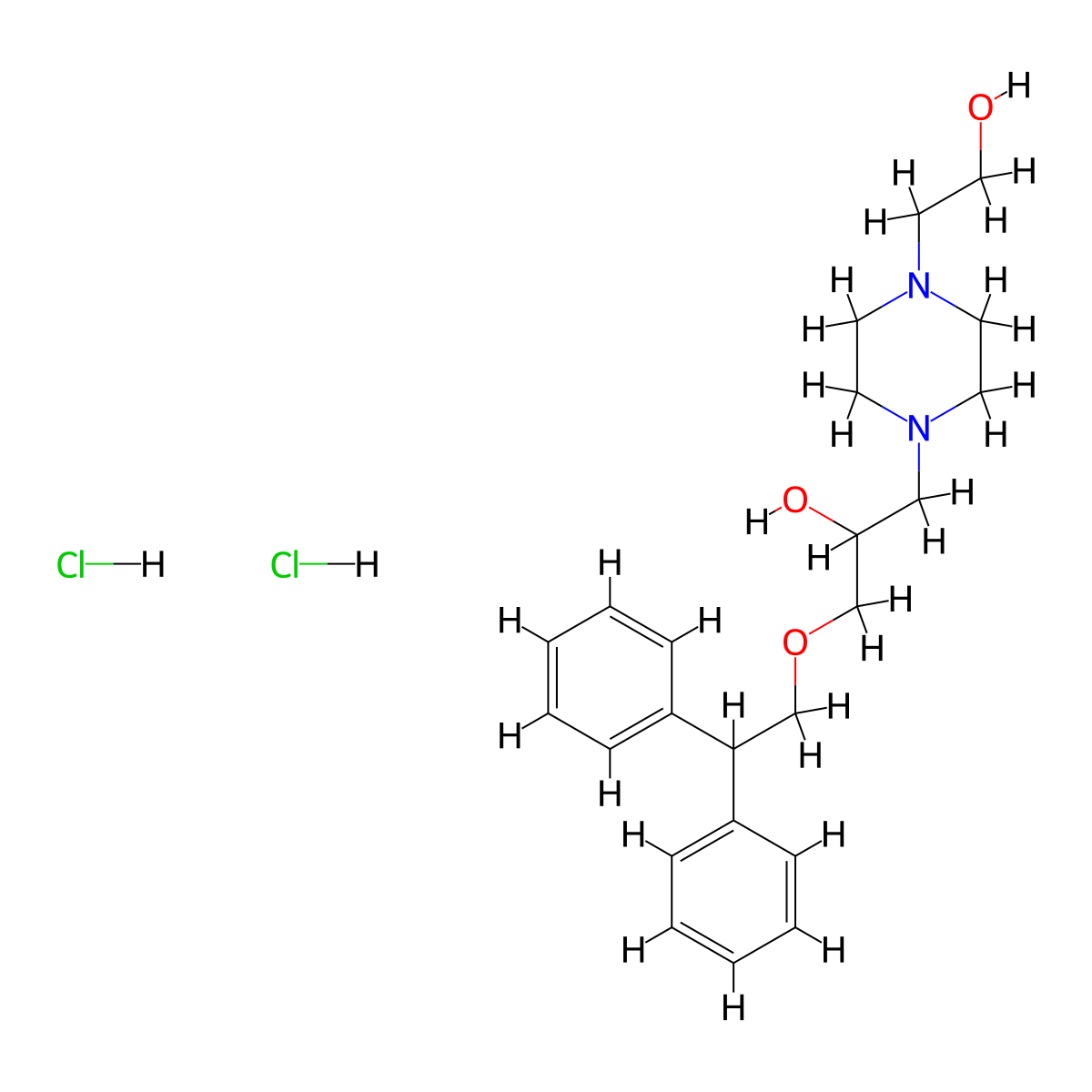 1-(2,2-Diphenylethoxy)-3-[4-(2-hydroxyethyl)piperazin-1-YL]propan-2-OL dihydrochloride molecular structure, CAS 1351649-29-0