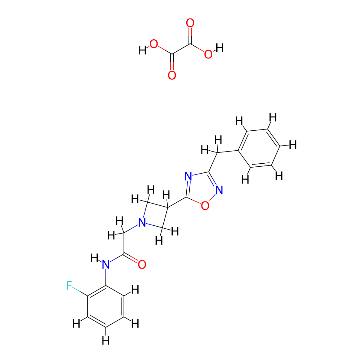 2-(3-(3-benzyl-1,2,4-oxadiazol-5-yl)azetidin-1-yl)-N-(2-fluorophenyl)acetamide oxalate molecular structure, CAS 1351649-36-9