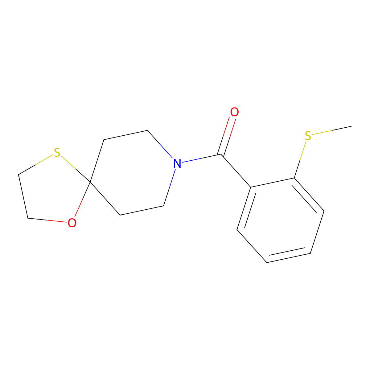 (2-(Methylthio)phenyl)(1-oxa-4-thia-8-azaspiro[4.5]decan-8-yl)methanone molecular structure, CAS 1351649-37-0