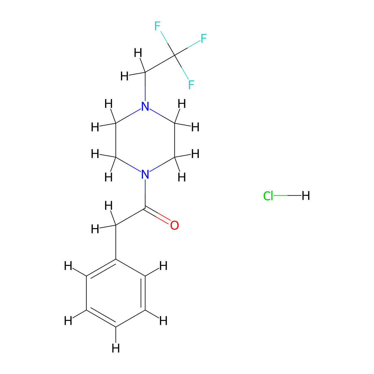 2-Phenyl-1-(4-(2,2,2-trifluoroethyl)piperazin-1-yl)ethanone hydrochloride molecular structure, CAS 1351649-42-7