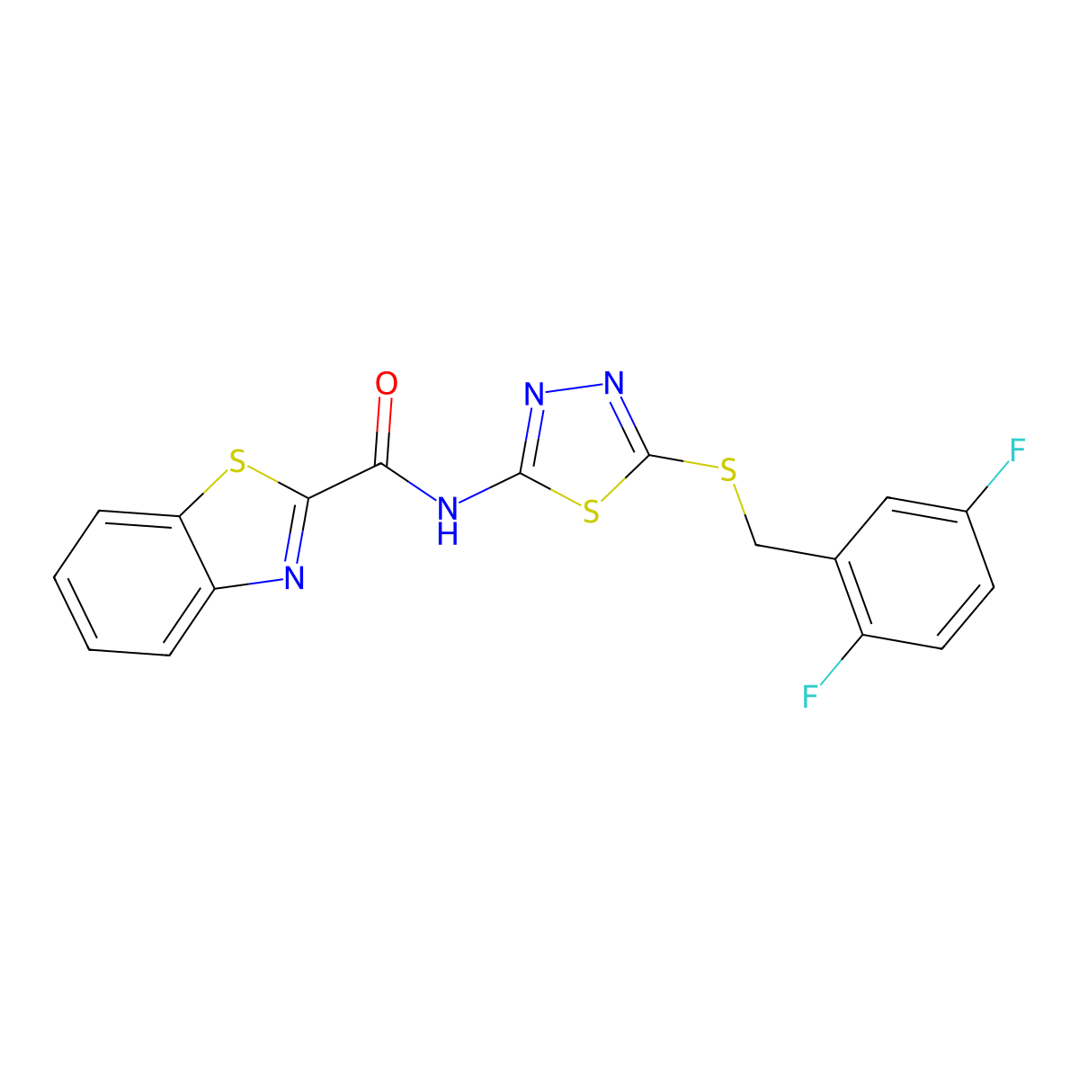 N-(5-((2,5-difluorobenzyl)thio)-1,3,4-thiadiazol-2-yl)benzo[d]thiazole-2-carboxamide molecular structure, CAS 1351649-55-2