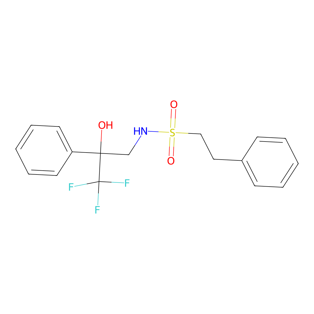 2-phenyl-N-(3,3,3-trifluoro-2-hydroxy-2-phenylpropyl)ethanesulfonamide molecular structure, CAS 1351649-56-3