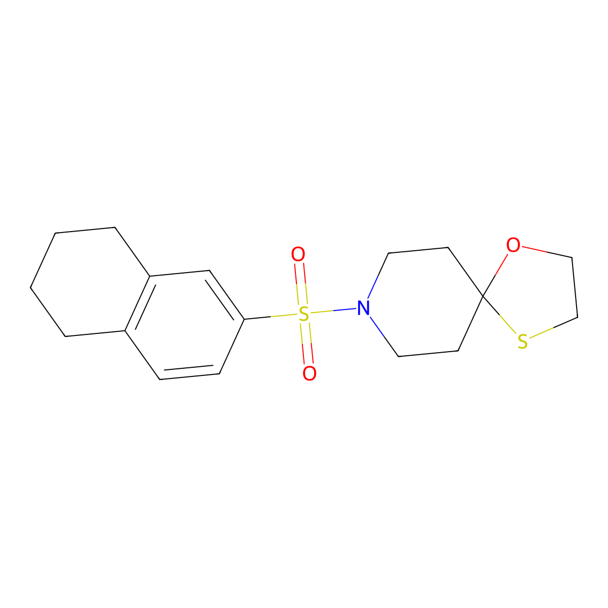 8-((5,6,7,8-Tetrahydronaphthalen-2-yl)sulfonyl)-1-oxa-4-thia-8-azaspiro[4.5]decane molecular structure, CAS 1351649-60-9